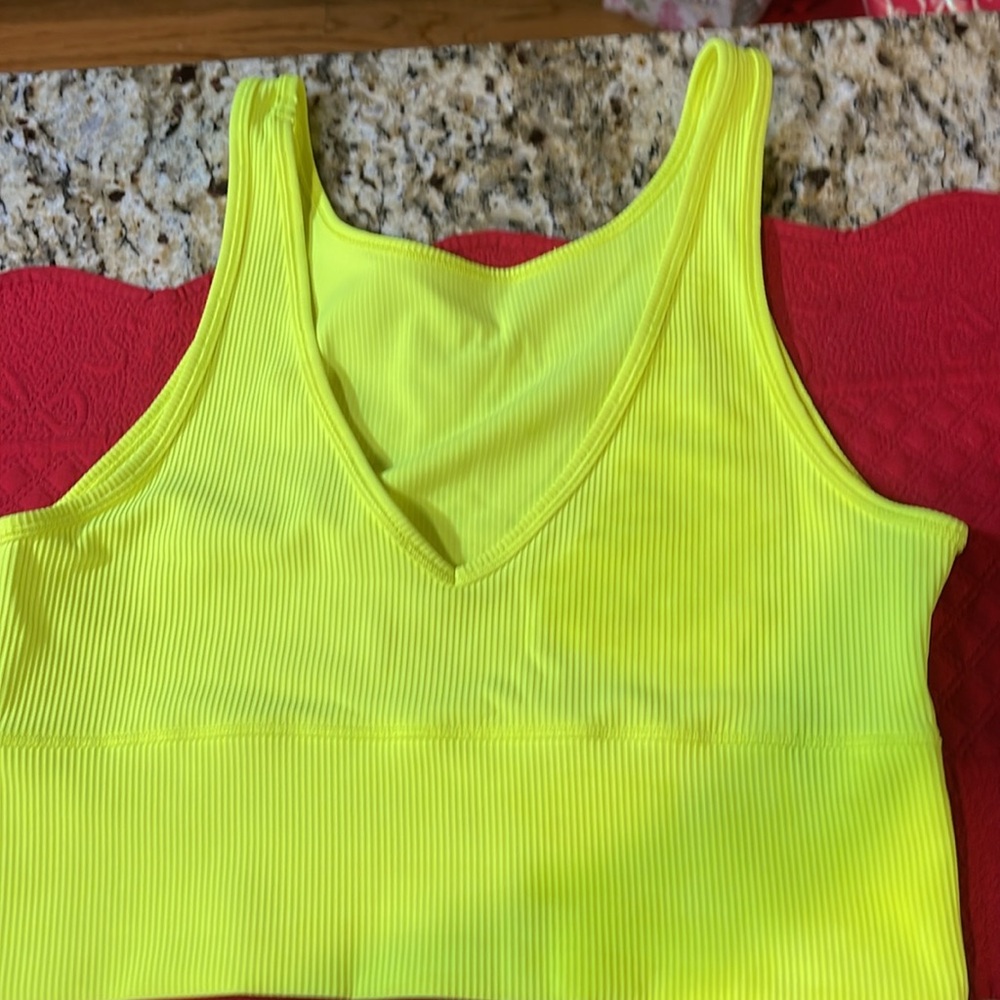 Size 10 neon yellow, Lululemon halter tank - Picture 6 of 6